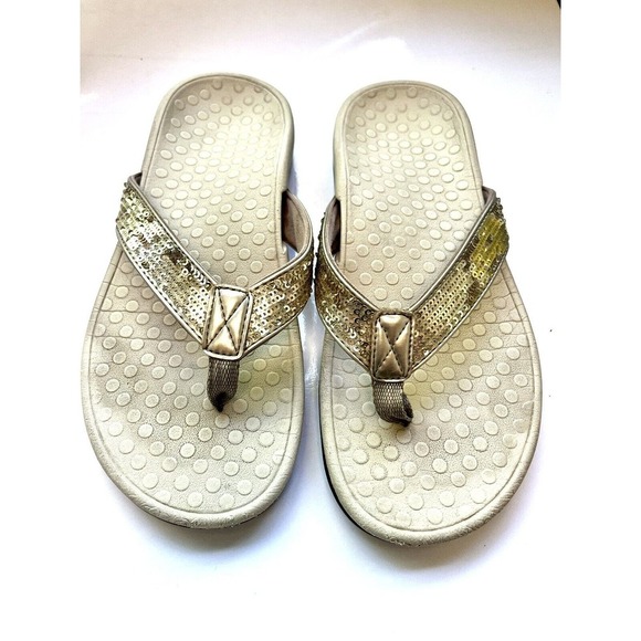 Women's Vionic Tide Gold Sequins with Orthaheel Technology 44Tideq Sandal Size 6 - Picture 1 of 7